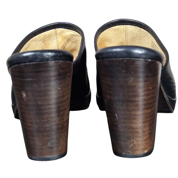 Frye Jessica Clog Womens 9.5 Black Leather Platform Braid Wood Heel Western - Picture 10 of 12